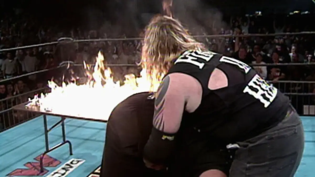 Flaming tables match ecw november to remember 2000